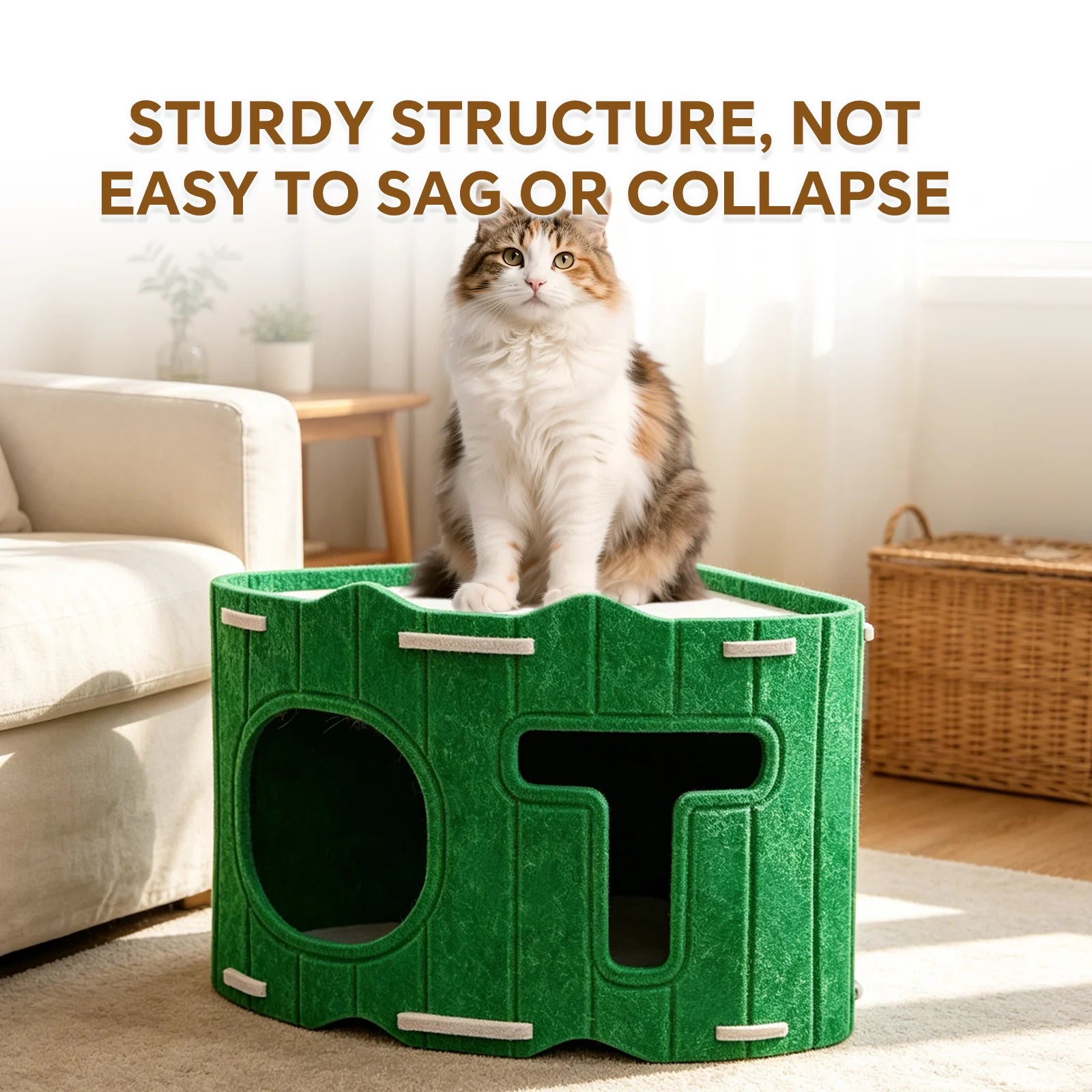 Modular Stackable Felt Cat House Detachable Cat Cave, Free Combination Indoor Pet Hideout Box, Sturdy Felt Cat Shelter for Multi-Cat Family